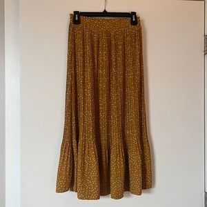 Midi Mustard Yellow Polka Dot Skirt